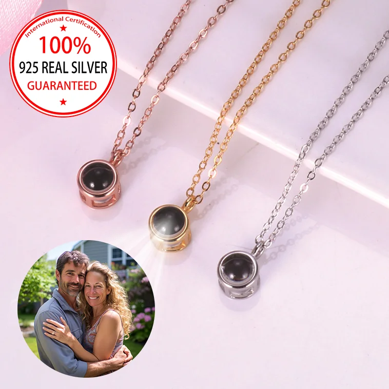 

925 Sterling Silver Custom Color Photo Projection Simple Round Pendant Necklace Sexy Accessories For Women Girls Jewelry Gift