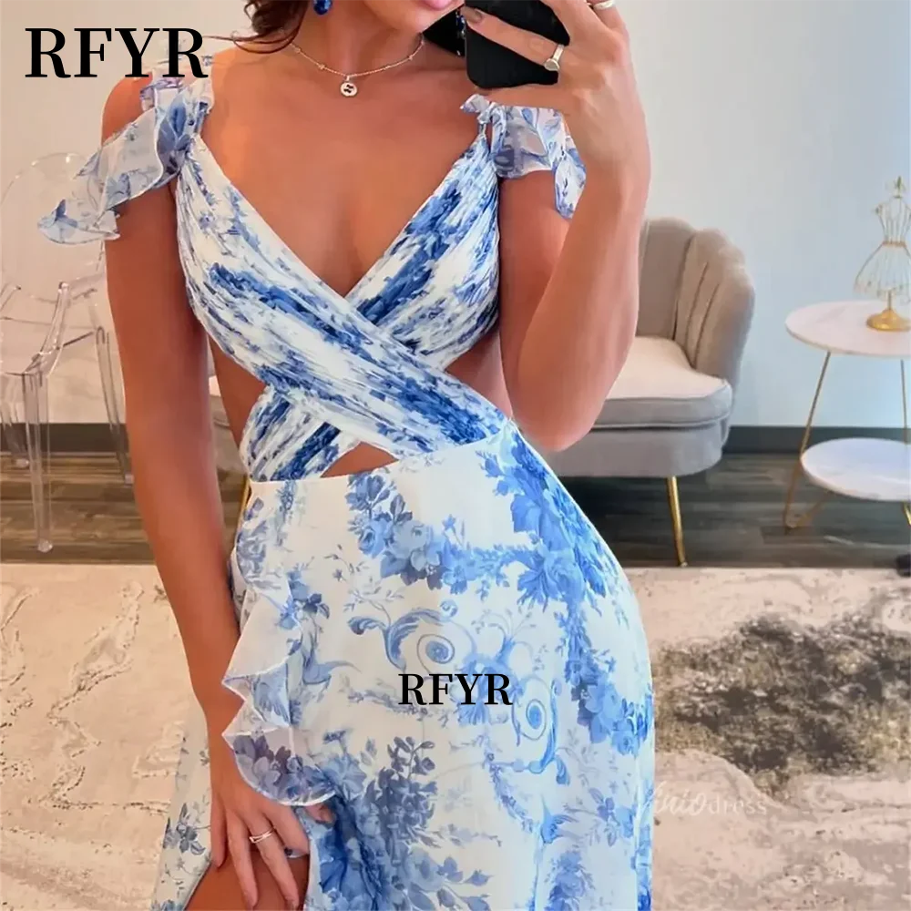 RFYR une ligne florale multicouches robe De bal princesse plis robe De soirée femmes découpé robes De Novia فسات̄ maverapersonnalisé