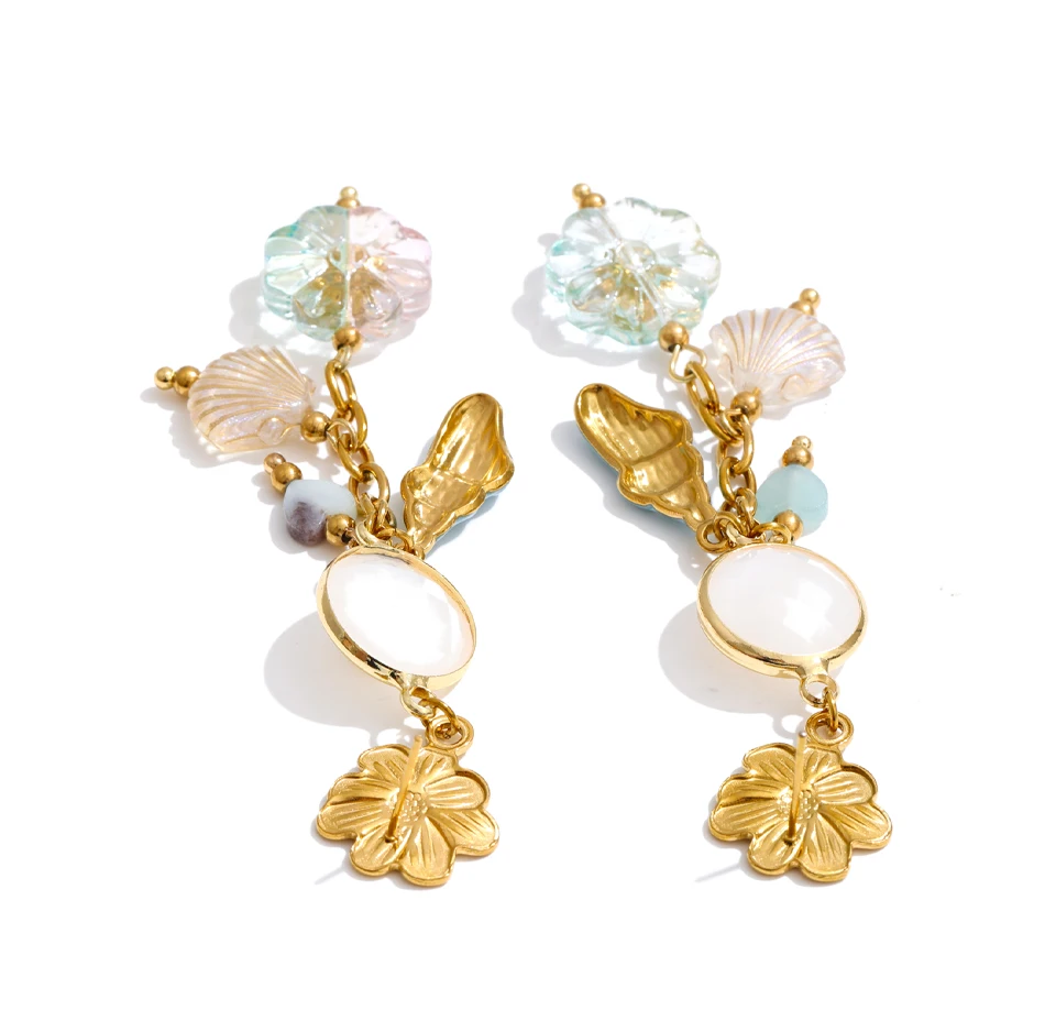 Yhpup Neuheiten: Edelstahl-Ohrringe mit Kunstharz-Blumen, Exklusiver Stil, Sommerlicher Schmuck, Perfektes Geschenk – Detail 3