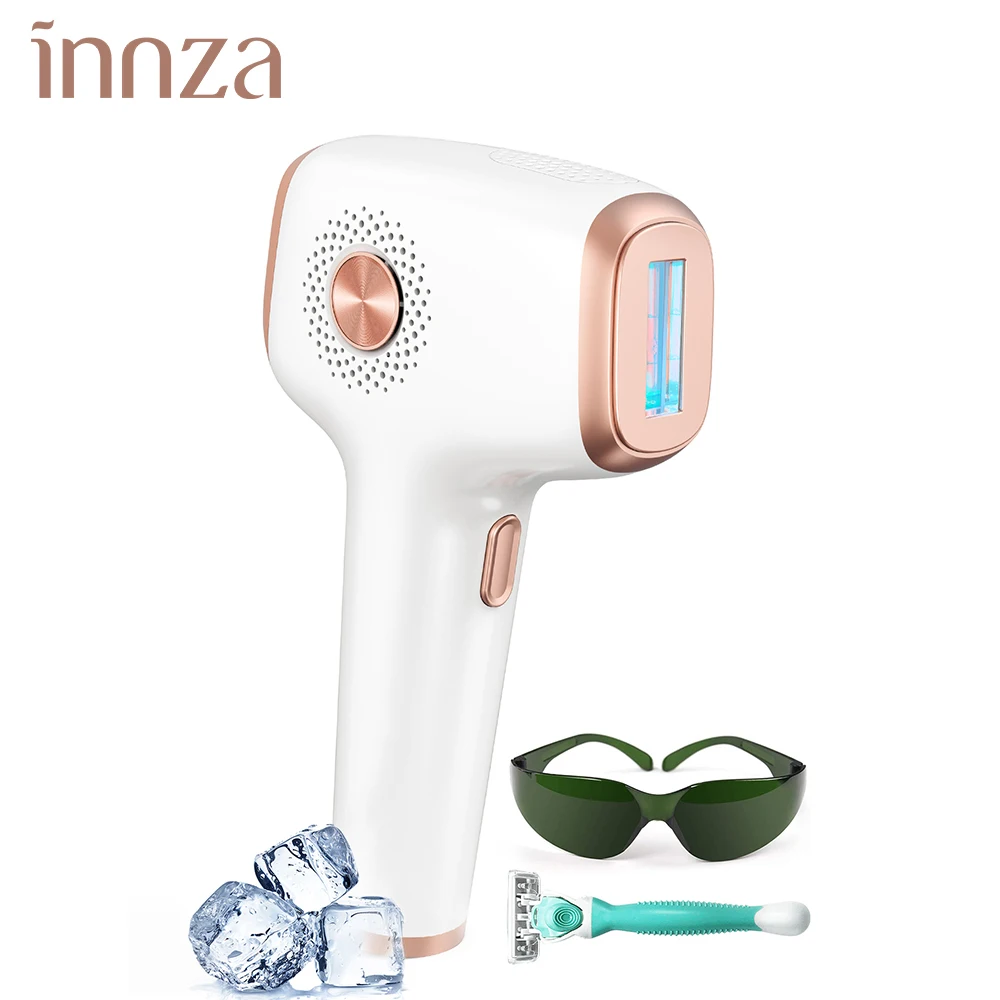 INNZA Painless Permanent Hair Removal System Ice Cooling Care for Men & Women Armpits Legs Arms Bikini Line Facials Auto/Manual