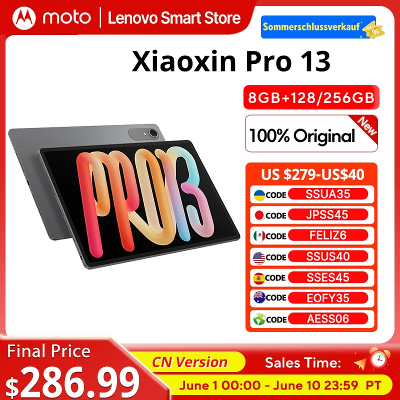 New Lenovo Xiaoxin Pro 13 AI Tablet 13'' 3.5K 144Hz Diplay Original CN version 10200mAh  Snapdragon 8s Gen 4 CPU WIFI 7 Pad PC