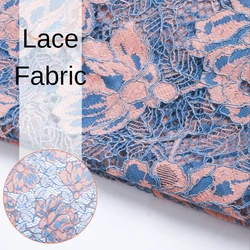 Lace Fabric By The Meter for Clothing Wedding Dresses Sewing Two-color Three-dimensional Flower Embroidery Hollow-out Mesh Cloth