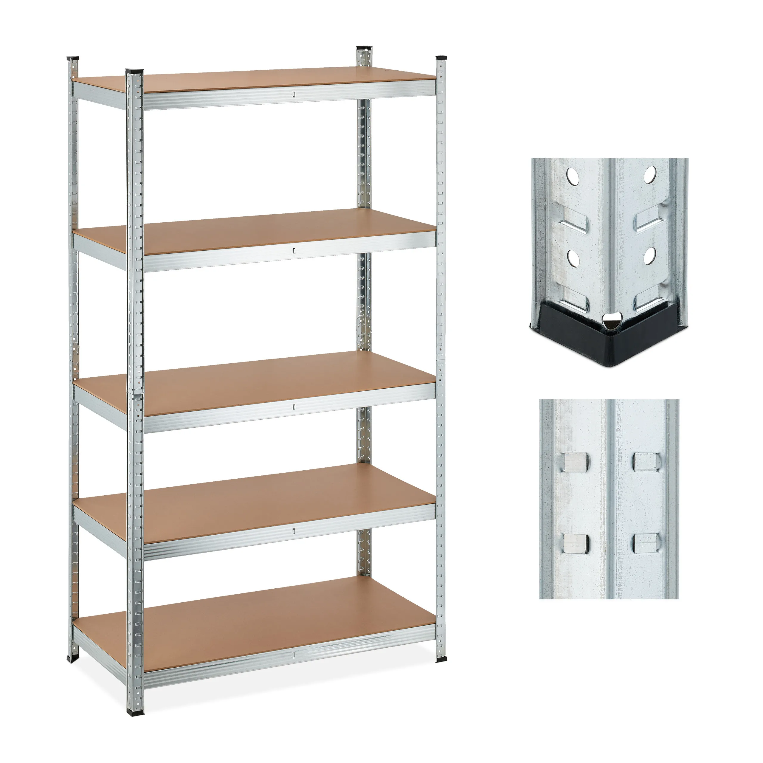 Scaffalatura robusta per carichi pesanti, capacità di carico 1250 kg, ideale per cantine, garage e officine, 5 ripiani, struttura in acciaio zincato,