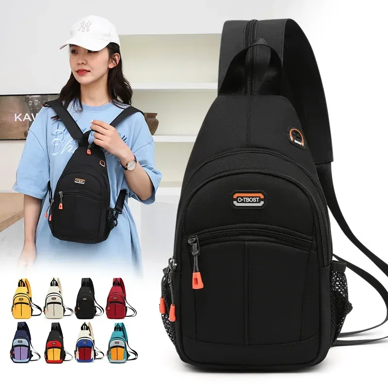 Y2K Style Breast Bag Casual Splicing Chest Bag Business Male Bags Multi-Functional Women Backpack Cycling Sports Rucksack Travel