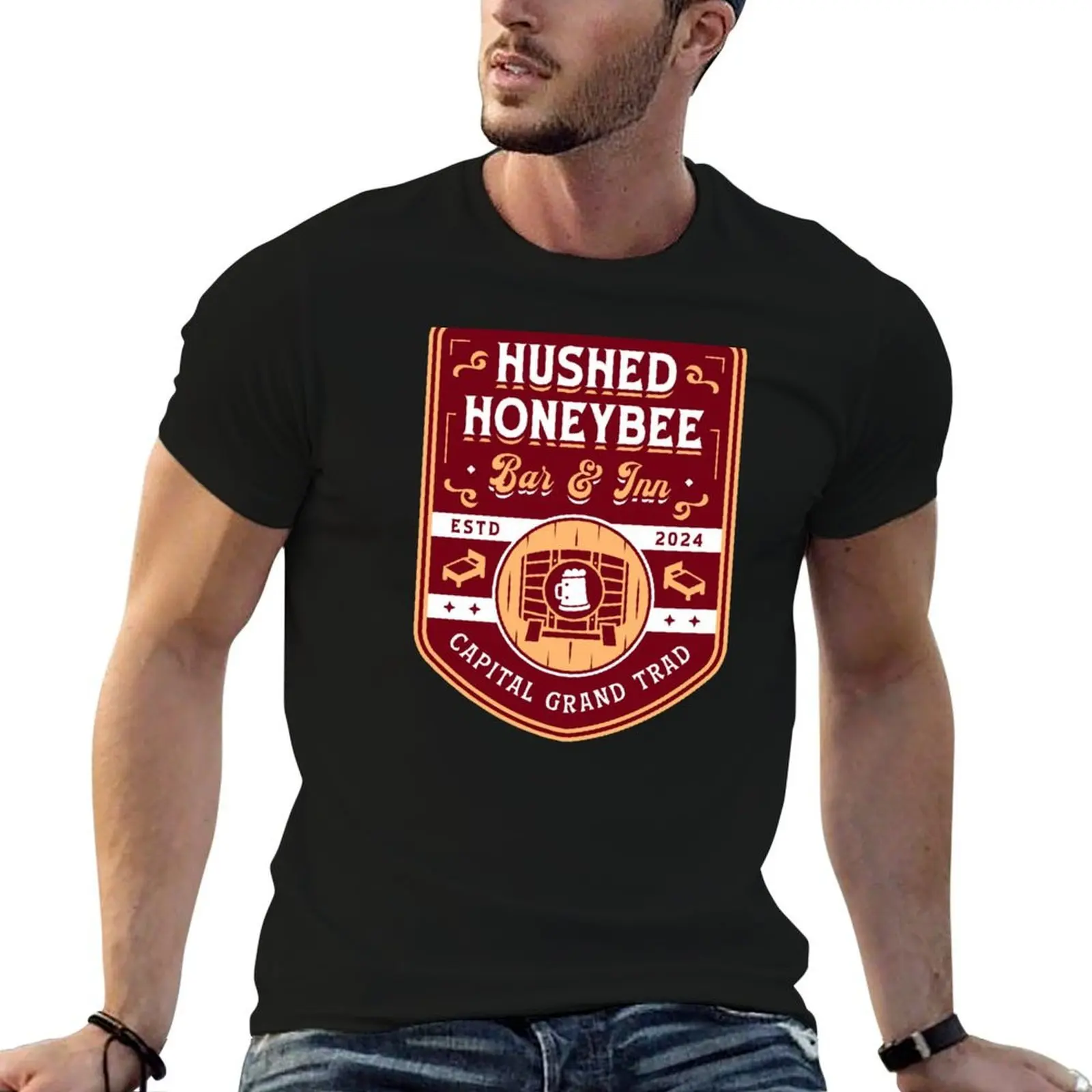 

Hushed Honeybee Inn Emblem T-Shirt t shirts with prints t shirt custom print T-Shirt