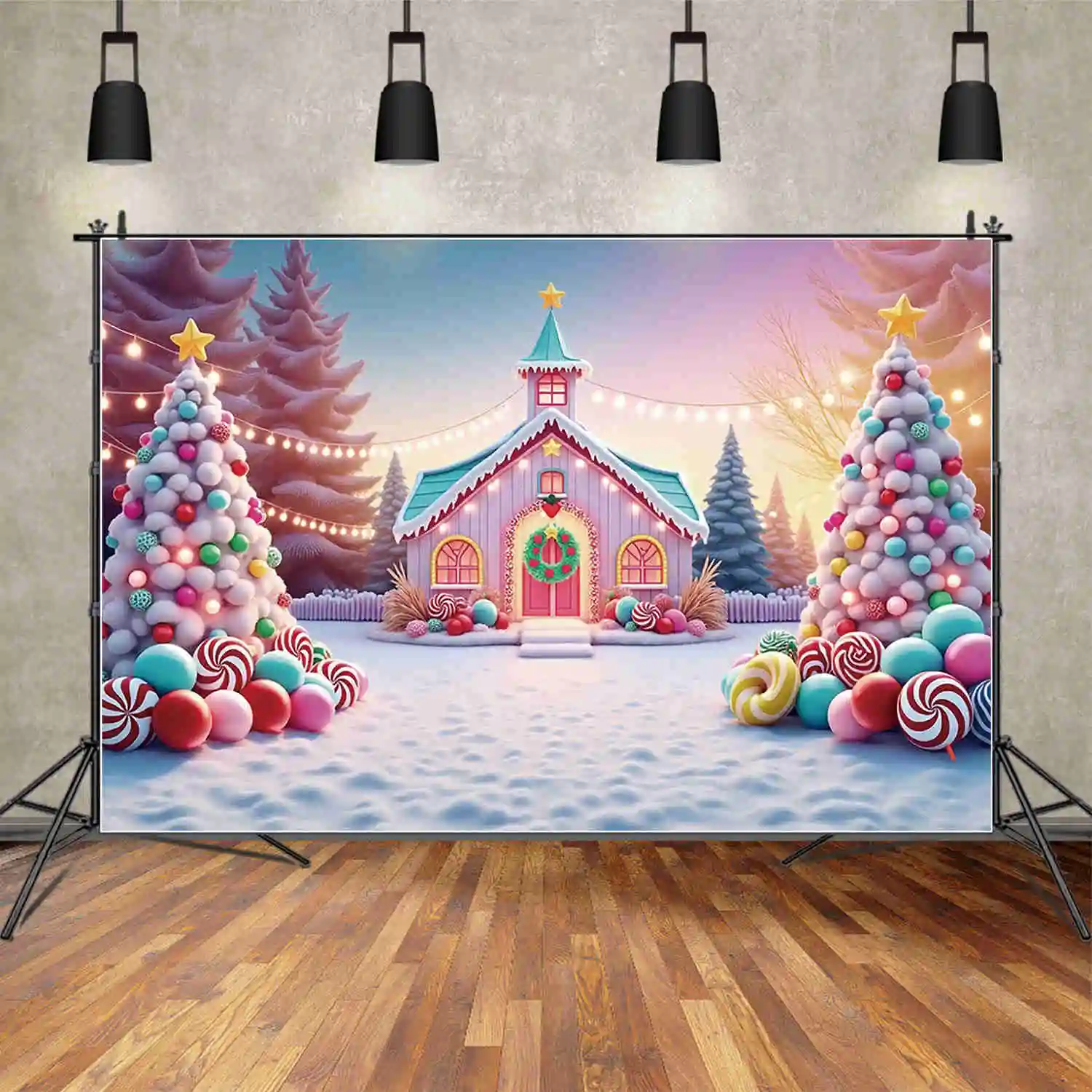 MOON.QG 2024 Christmas Photography Background Xmas Tree Room New Year Photozone Backdrop Children Studio Photozone Accessories