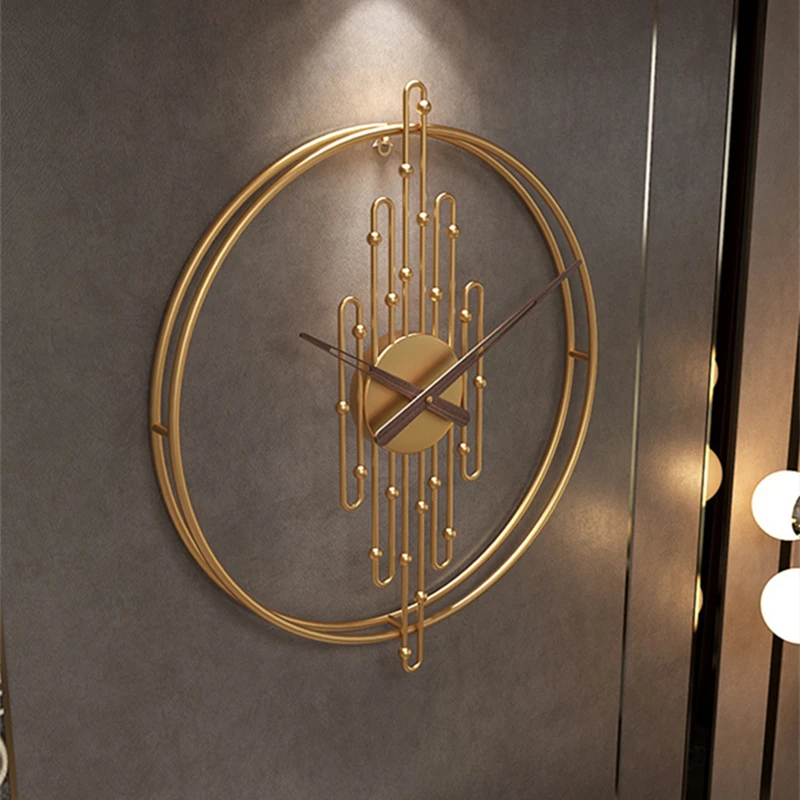 Luxury Retro Iron Large Wall Clock Nordic Living Dining Room Bedroom Home Wall Decor Clock Modern Office Gold Silent Watch D70cm