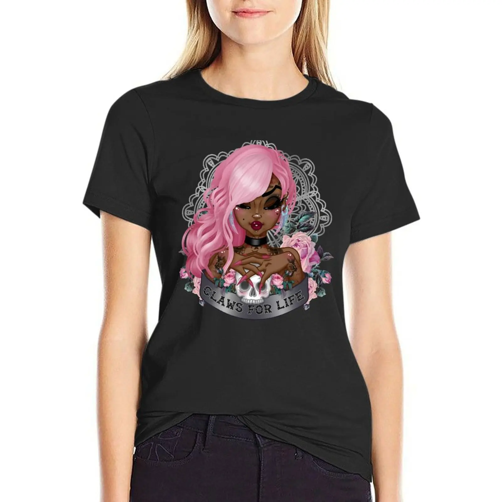 

Claws for Life Pink Edition T-Shirt funny Blouse animal print cute t-shirts for Women