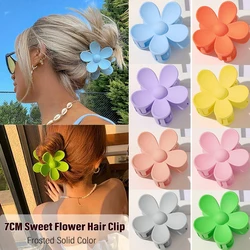 7CM Sweet Flower Hair Claw Clips Frosted Solid Color Women Girls Hair Clip Hairpin Shark Clip Ponytail Clips Hair Accessories