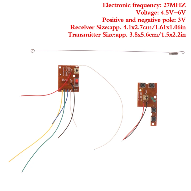 4CH RC Remote Control 27MHz Circuit PCB Transmitter and Receiver Board with Antenna Radio System for Car Truck Toy