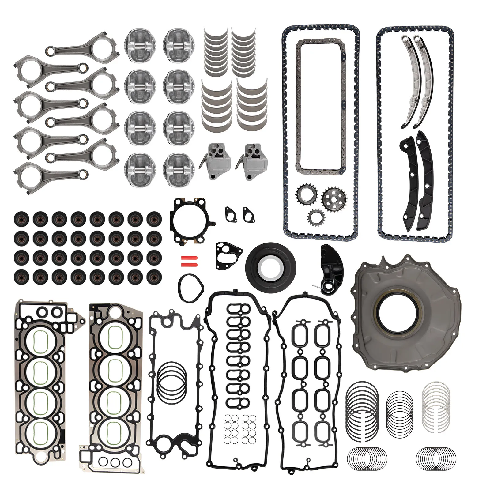 For AJ133 Engine Overhaul Rebuild Kit w/ Rods & Timing For Jaguar Ranger Rover 5.0L