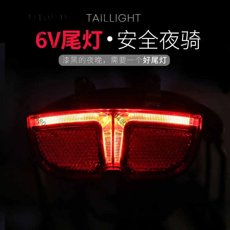 6V Bike Rear Warning Tail Lamp Night Cycling Safety Equipment For Mountain Road E-Bike Replacement Parts
