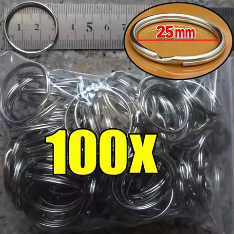 100/20Pcs DIY Polished Silver Keyring Stainless Steel Hole Round Key Ring Chain Rhodium Plated Round Split Keychain Wholesale