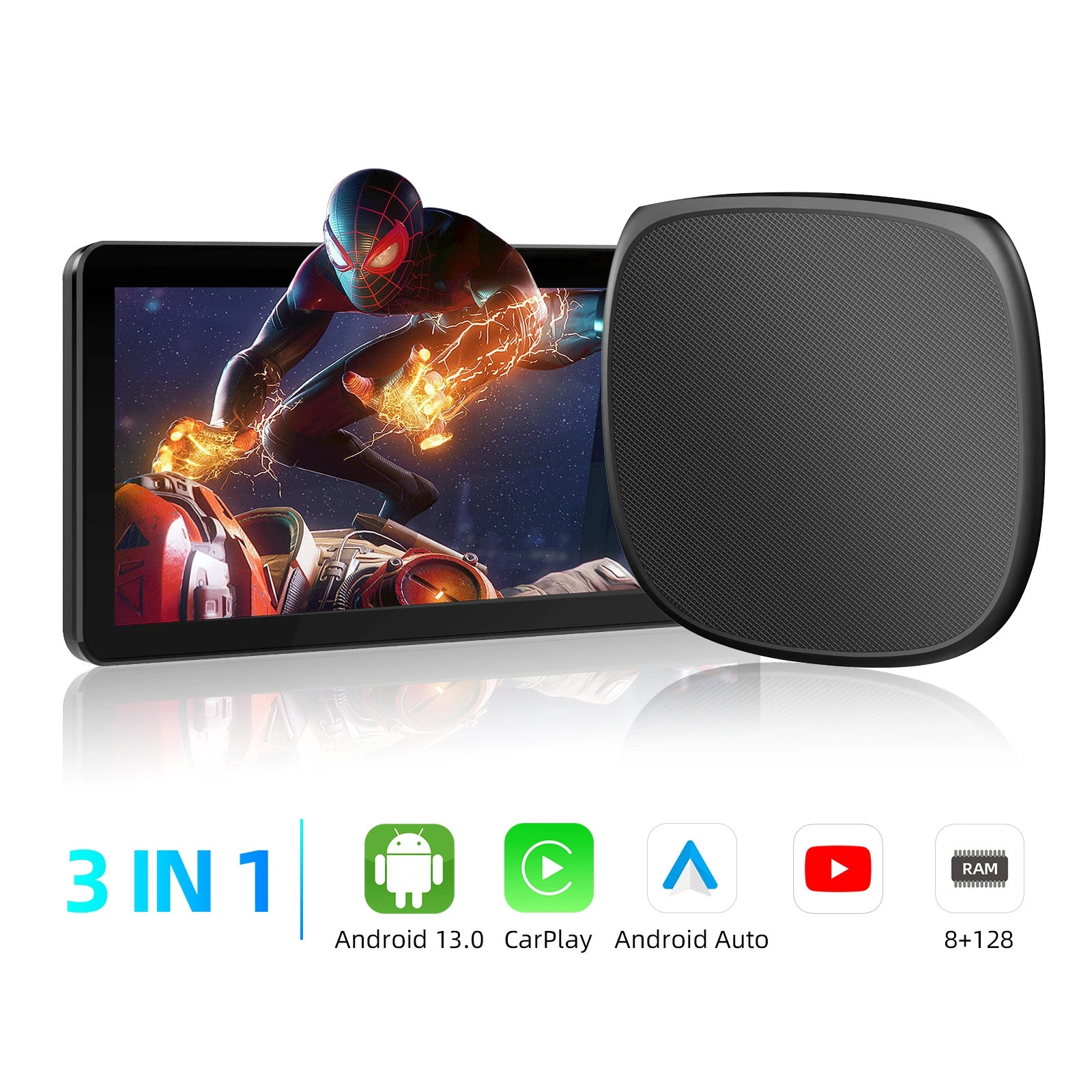 EzoneTronics CarPlay Android Ai Box Wired To Wireless Android  Qualcomm Octa-core 8+128g Plug and Play