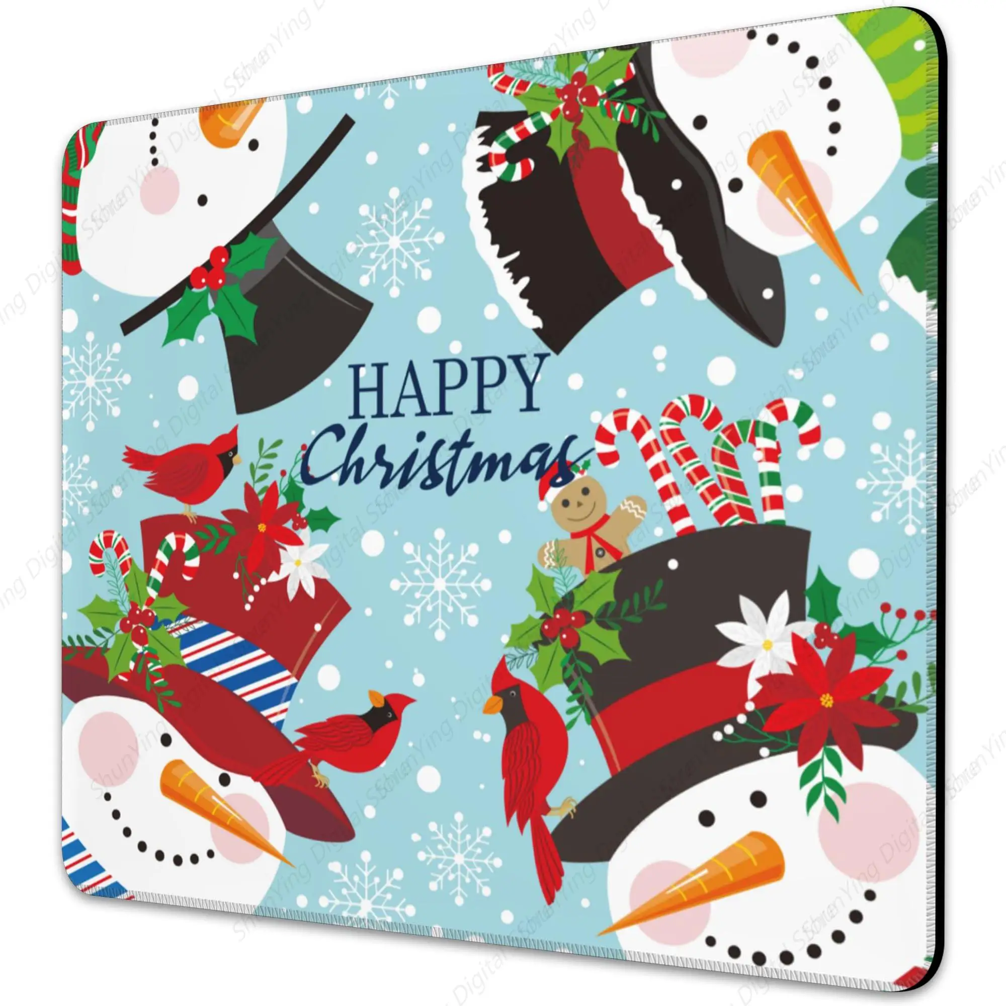 

Christmas Cute Snowman And Red Bishop Bird Computer Mouse Pad Anti Slip Rubber Mouse Pad Suitable For Office Laptops 25*30cm