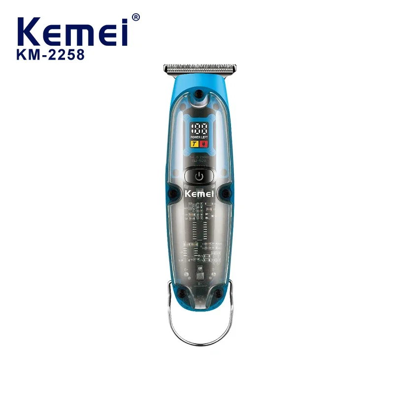 

Беспроводная машинка для стрижки волос Kemei KM 2258, прозрачный корпус, 2-скоростной USB-перезаряжаемый триммер для профессиональной укладки