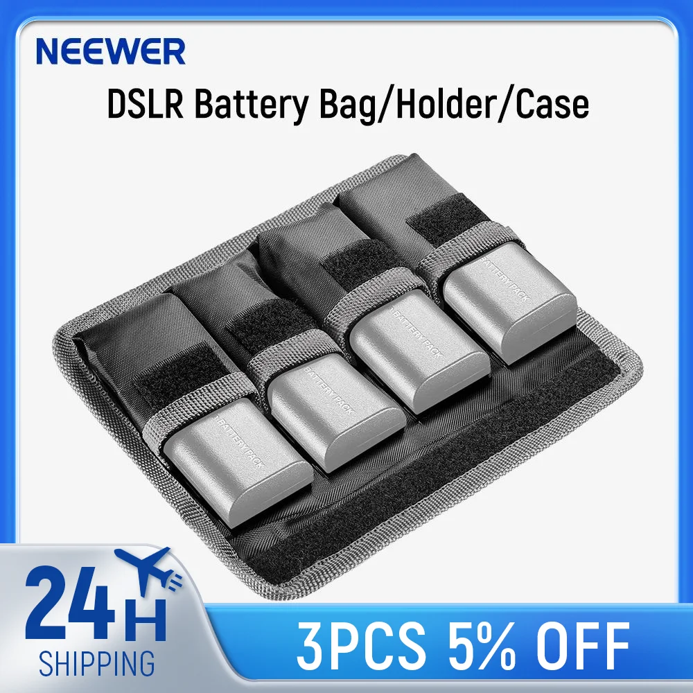 Neewer DSLR Battery Bag/Holder/Case for AA Battery and lp-e6/ lp-e8/ lp-e10/ lp-e12/ en-el14/ en-el15/ fw50/ f550 and More