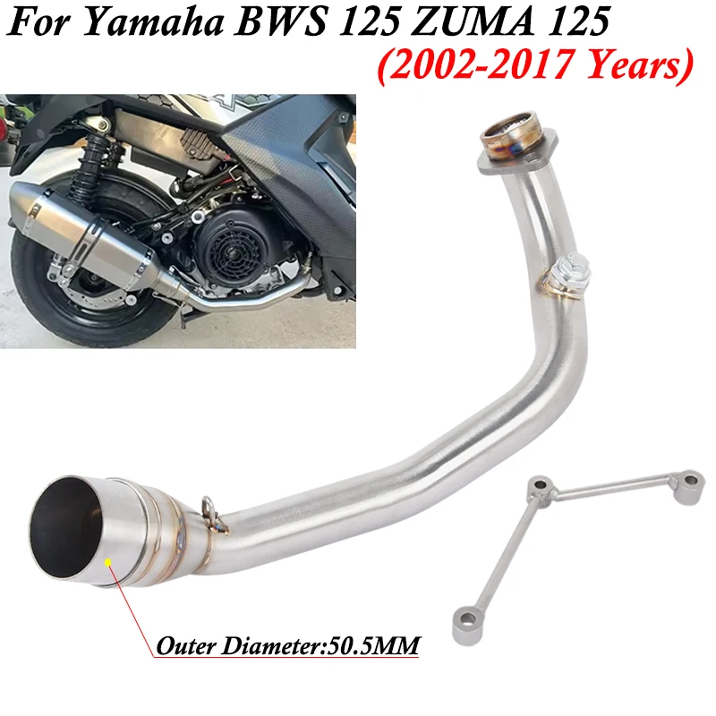 

Slip On For Yamaha BWS 125 ZUMA 125 2002 - 2017 Motorcycle Exhaust Header Escape Systems Front Link Pipe Connection 51mm Muffler
