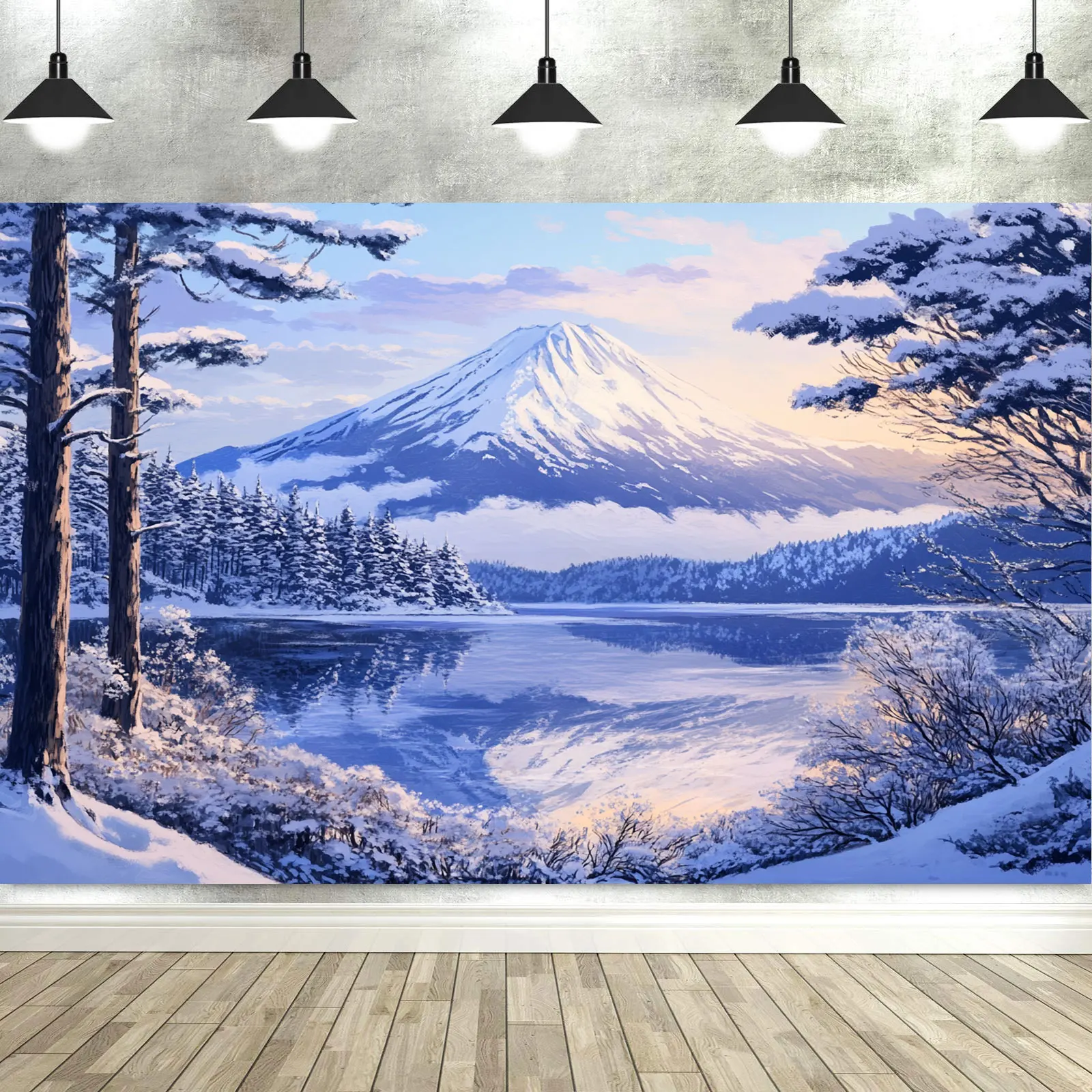 Mountain Fuji Four Seasons Photo Backdrop for Photoshoot Photography Photo Decorations Background Curtains Stand Screen