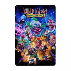 Killer Klowns From Outer Space Funny Horror Movie Signs Custom Vintage Metal Plaque Store Pubs Club Man Cave Bar Wall Art Decor