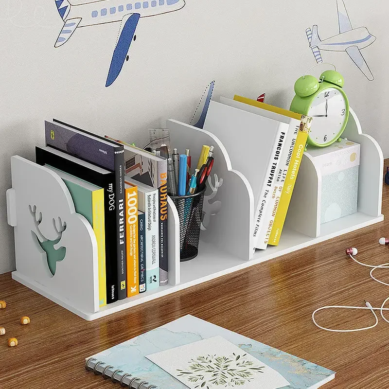 

Cute Hollow Book Storage Rack Wooden Office Desktop File Shelf Information Magazine Storage Holder Living Room Table Book Stand