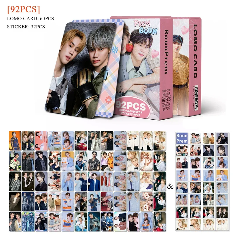 

92Pcs/Set Thai Star BounPrem Laser Lomo Card Boun & Prem Holographic Photo Cards with Scrapbook Stickers