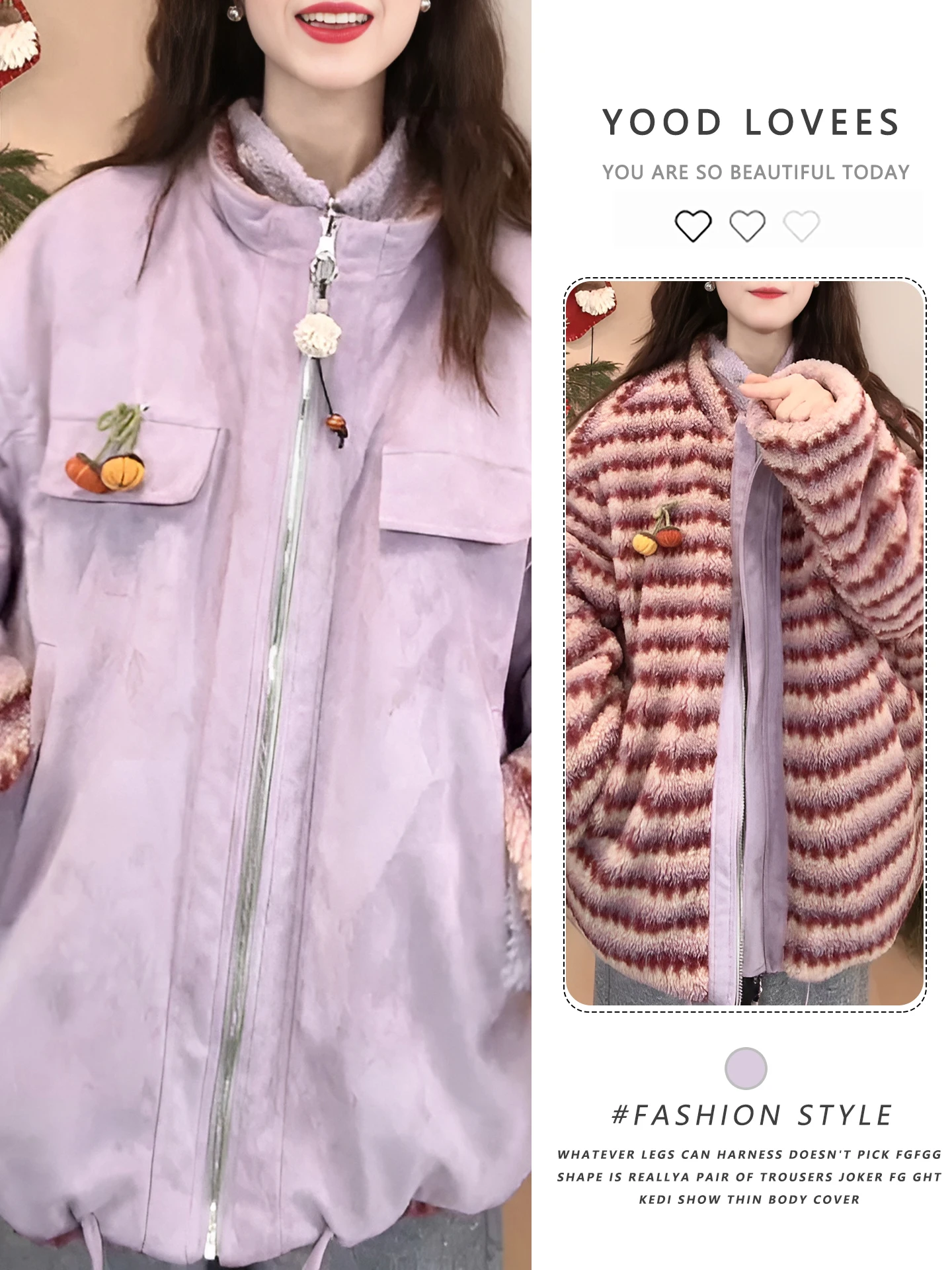 

Fashionable Thickened Double-Sided Wear Short Jacket Women's Loose Fit Stand Collar Winter New Style Commute Style Outerwear