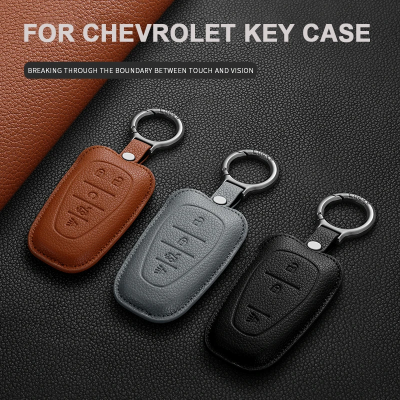 

Car Leather Remote Key Case Cover Shell For Chevrolet Chevy Malibu Camaro Cruze Traverse Spark Sonic Volt Bolt Equinox Keychain