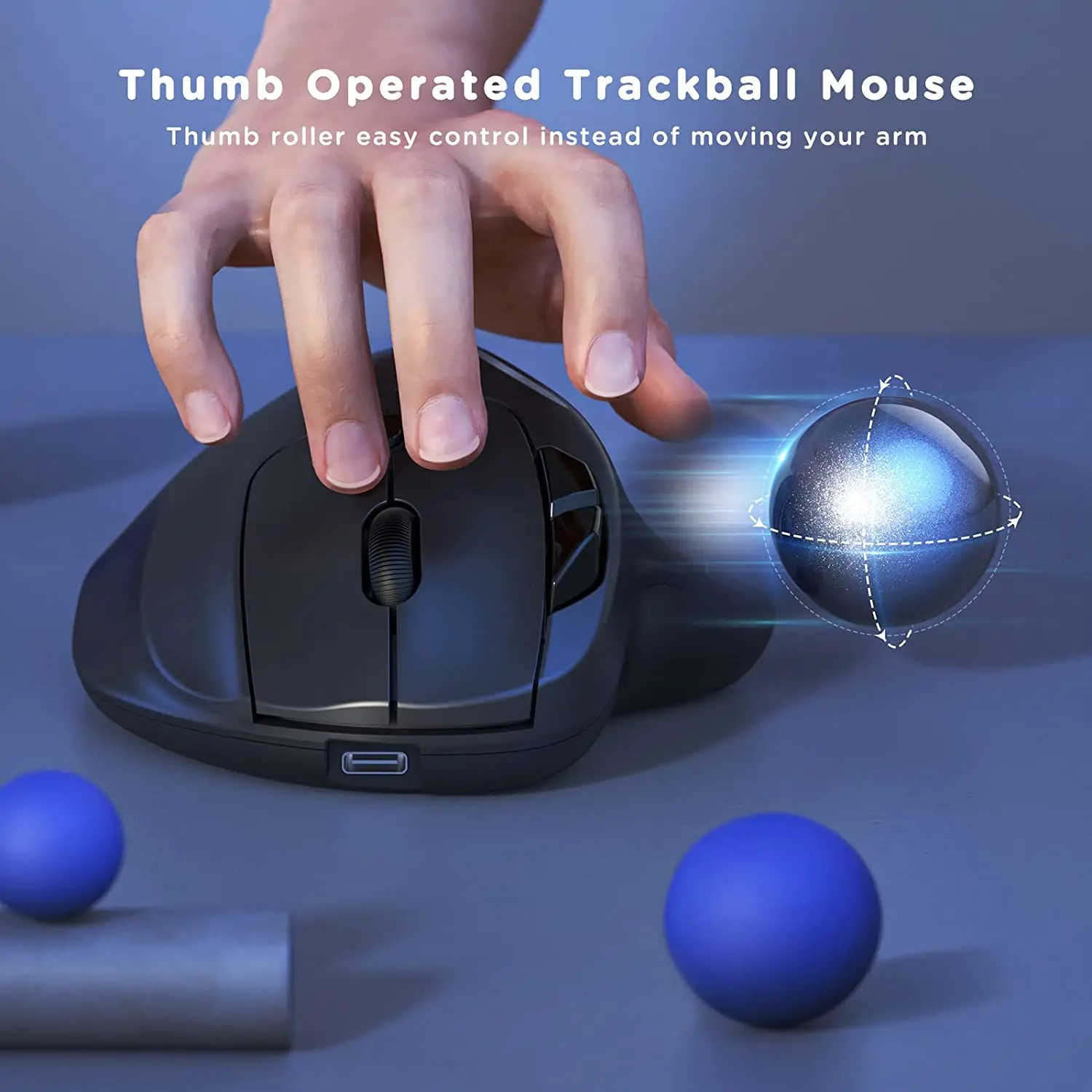 Rechargeable Bluetooth Wireless Mouse Trackball Rechargeable Ergonomic 2.4G RGB Backlit Rollerball Mice for iPad Mac Windows