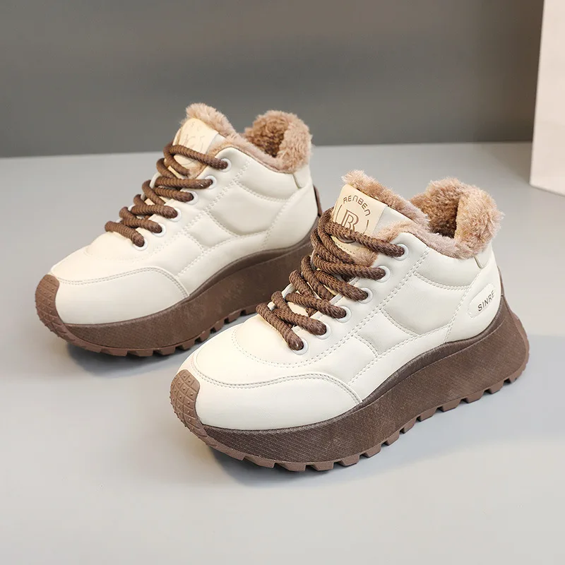 Winter New Platform Cotton Shoes Womens Velvet Keep Warm Height increase Casual Board Shoes Fashion Versatile Snow Boots Womens