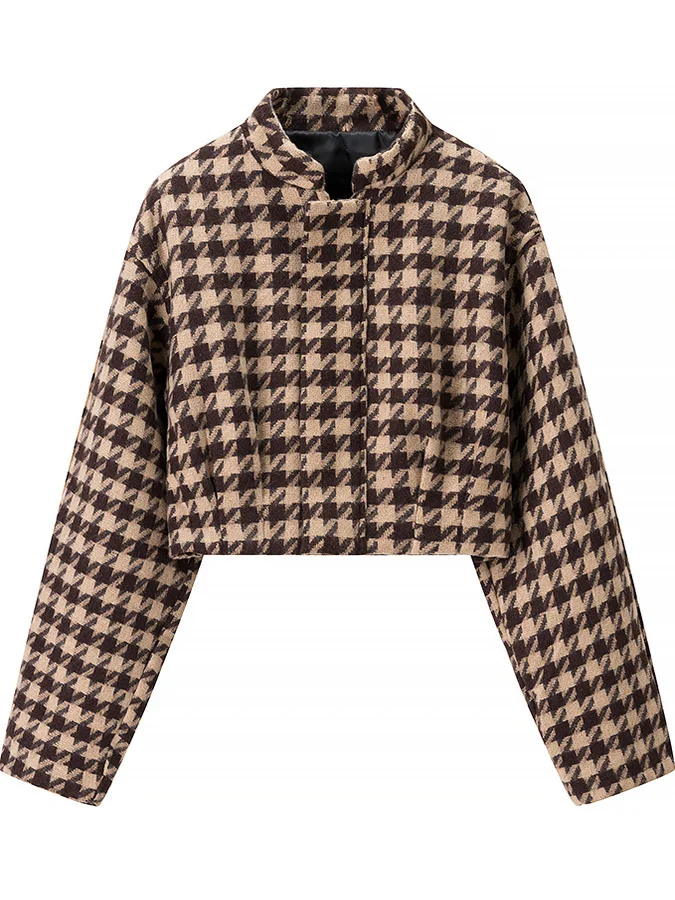 Manteau ort à carreaux rétro, taille haute, ensemble deux pièces décontracté pour femmes, Collection automne, effet amincissant, français Sle