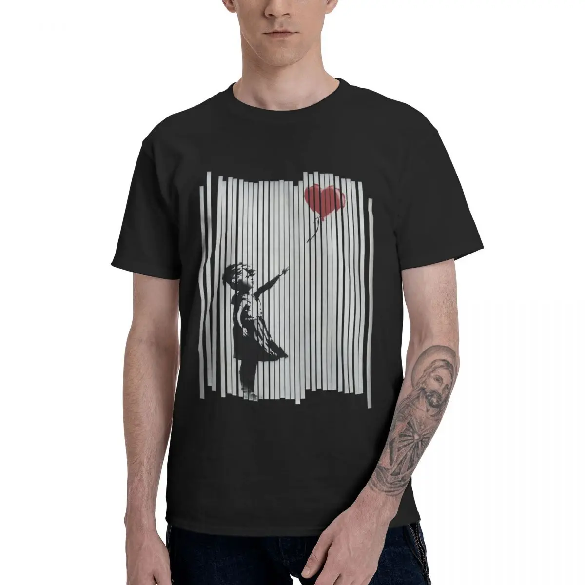 Mode Banksy ballon râpé fille T-shirt pur coton col rond manches courtes taille européenne XS-5XL t-shirts