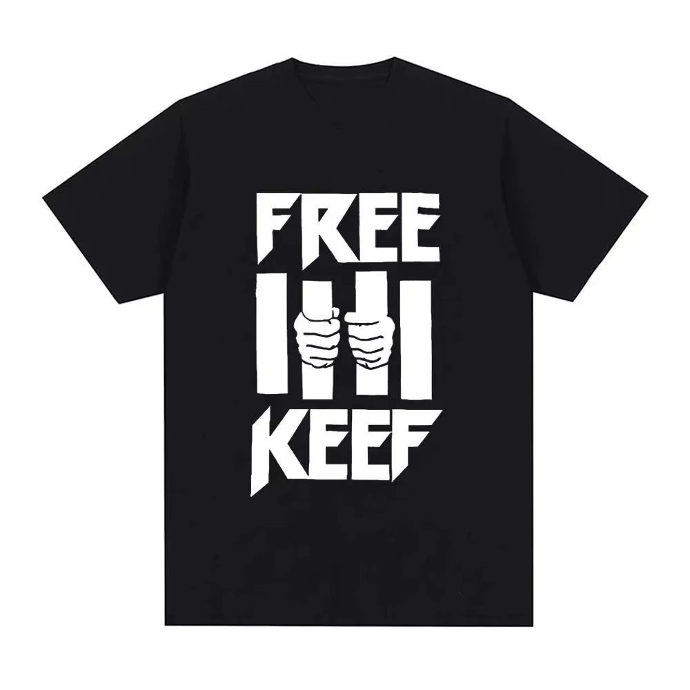 2026 New Y2k Fashion Vintage T-shirts Chief Keef Free Keef Letter Print T Shirt Oversized Short Sleeve Casual