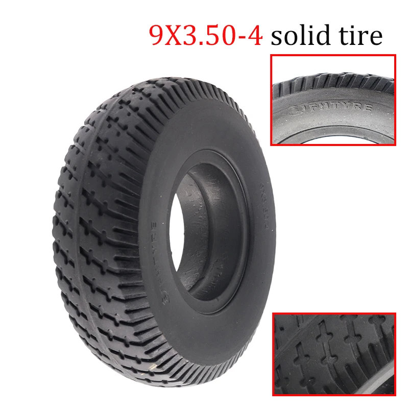 

Explosion Proof 9x3.50-4 Solid Tire Polyurethane Foam Filled Tyre for Gas Scooter Skateboard Pocket Bike Electric Tricycle