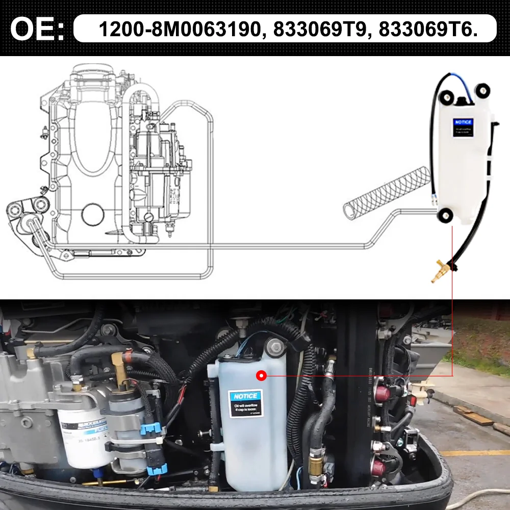 Outboard Oil Tank Assembly for Mercury Mercruiser Quicksilver 1200-8M0063190, 12008M0063190, 8M0063190