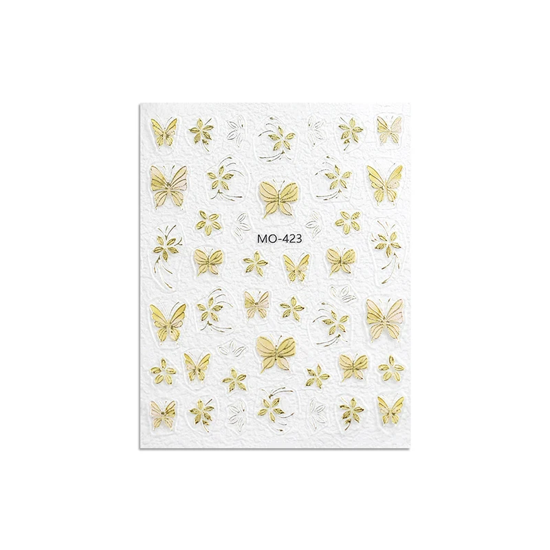 1 ورقة جديدة الإبداعية الذهبي فراشة سلسلة مسمار الفن ملصقات DIY مانيكير صائق ديكور فورتشن فراشة تنقش ملصق
