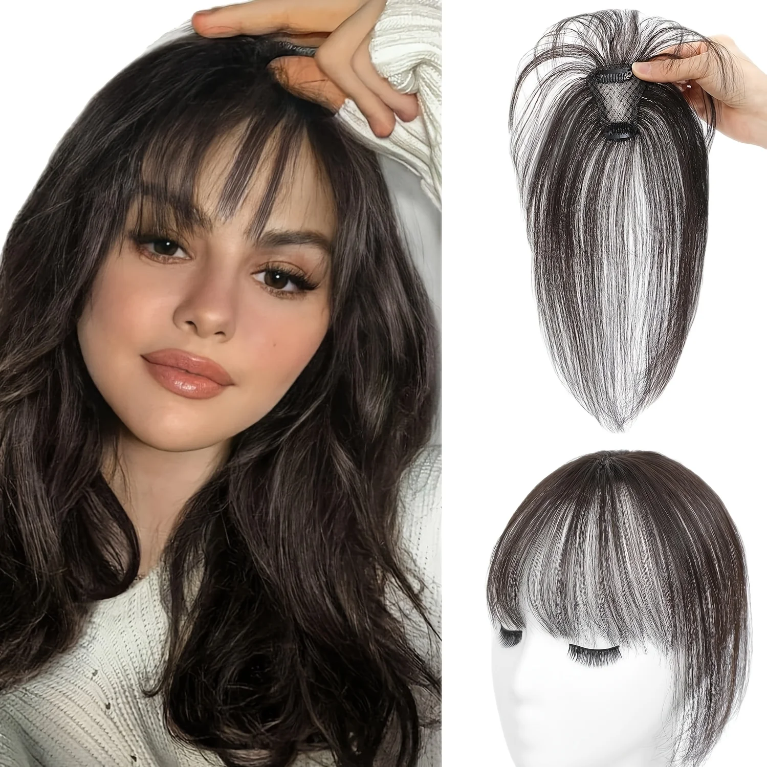 VSR 100% Human Hair Topper for women 5*7 Hand made with two clips dark color dark brown Human Hair Toppper