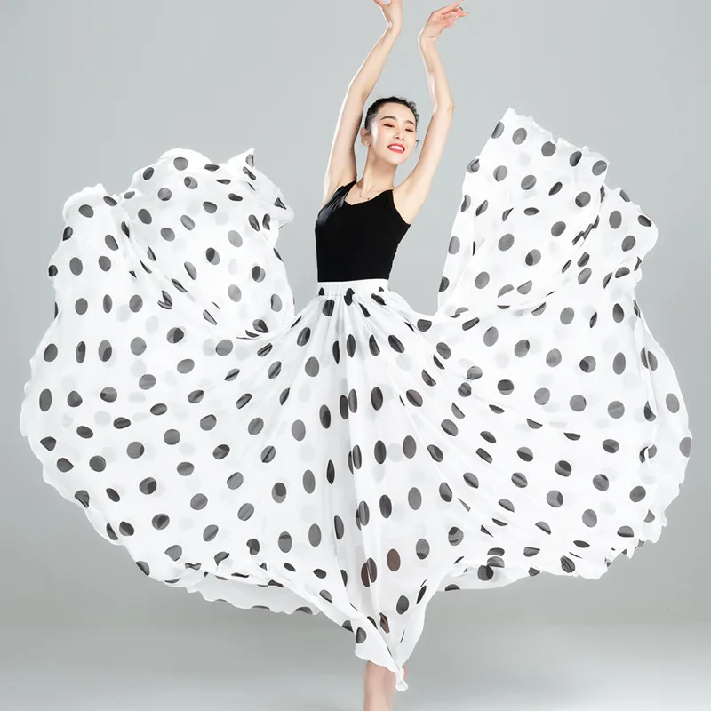 

1 шт./лот, классический стиль, женская шифоновая юбка в горошек, женская танцевальная юбка в народном горошек