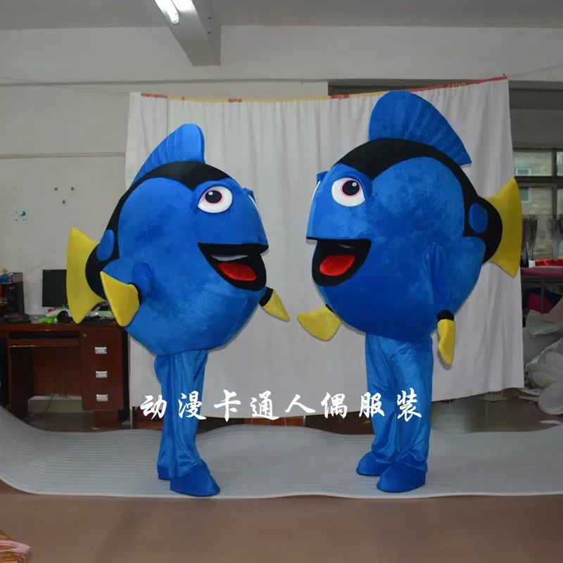 Christmas Likable Blue Gold Fish Mascot Costume Mascotte Cartoon Character Adult Halloween Birthday Party Cartoon Apparel Cosp