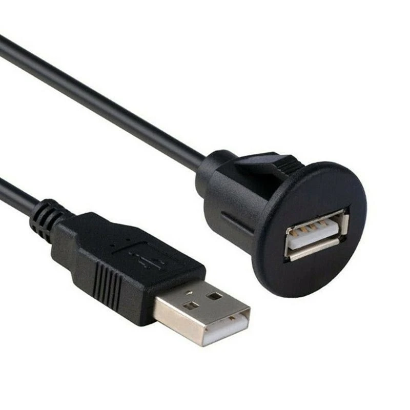 Flush Mount SUV Car Dashboard USB Port Line Extention Cable Male to Female