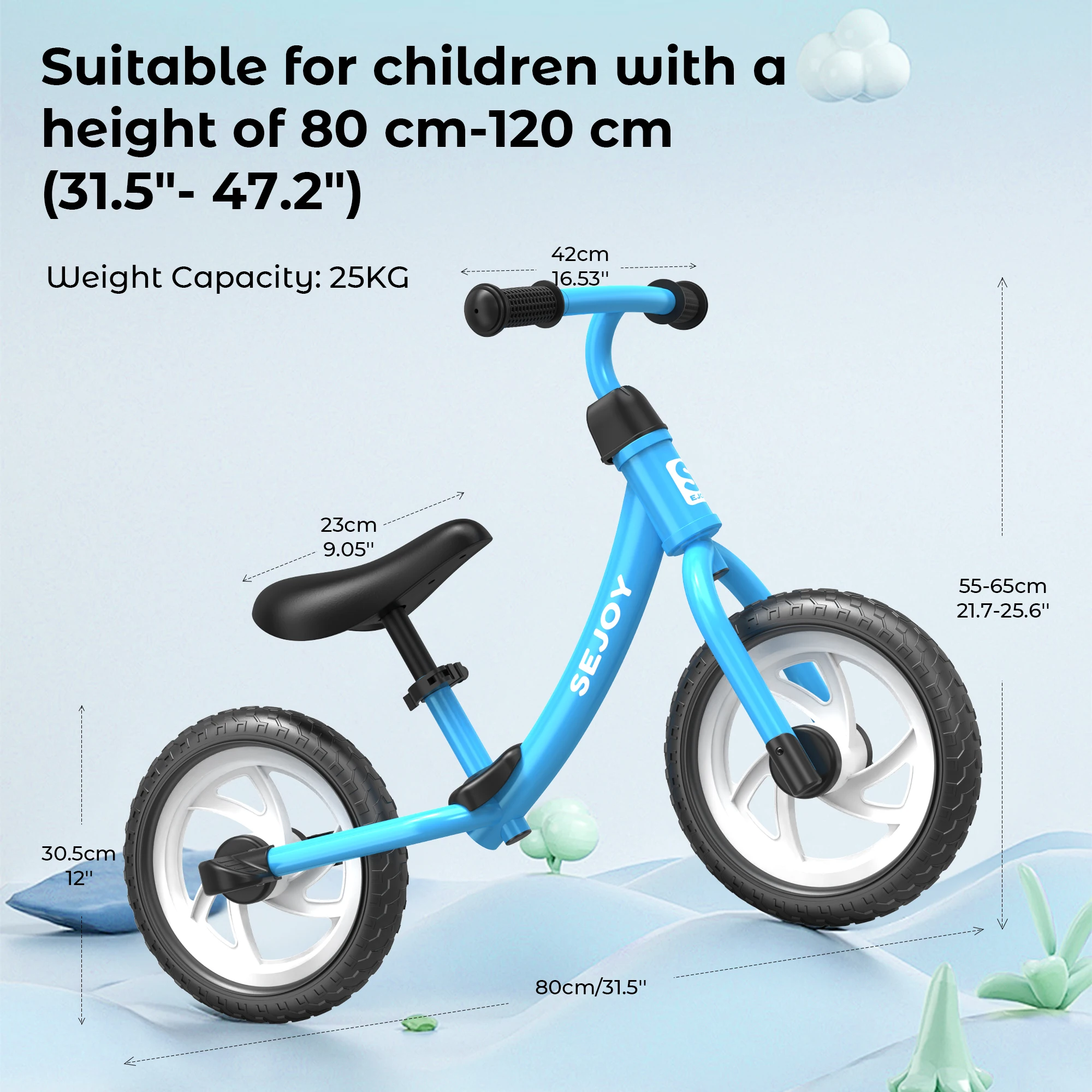 SEJOY Balance Bike for Kids Toddler Training Bicycle Saddle Height Adjustable for Ages 2-6 Years Old Outside Bike Toy Scooter