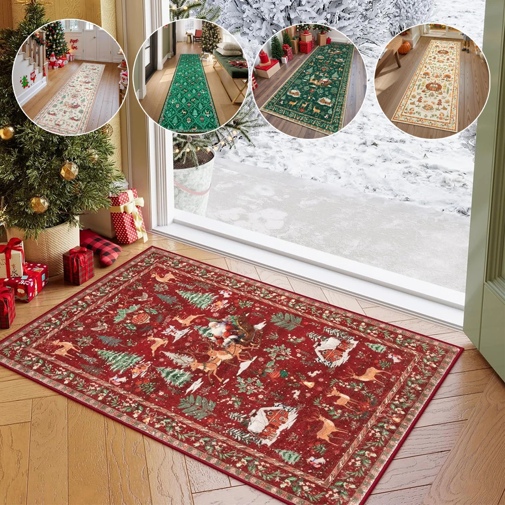 

1PC Soft Christmas Kitchen Mats Doormat Long Corridor Carpets Bathroom Hallway Entrance Printed Floral Runner Rugs Tapis Cuisine