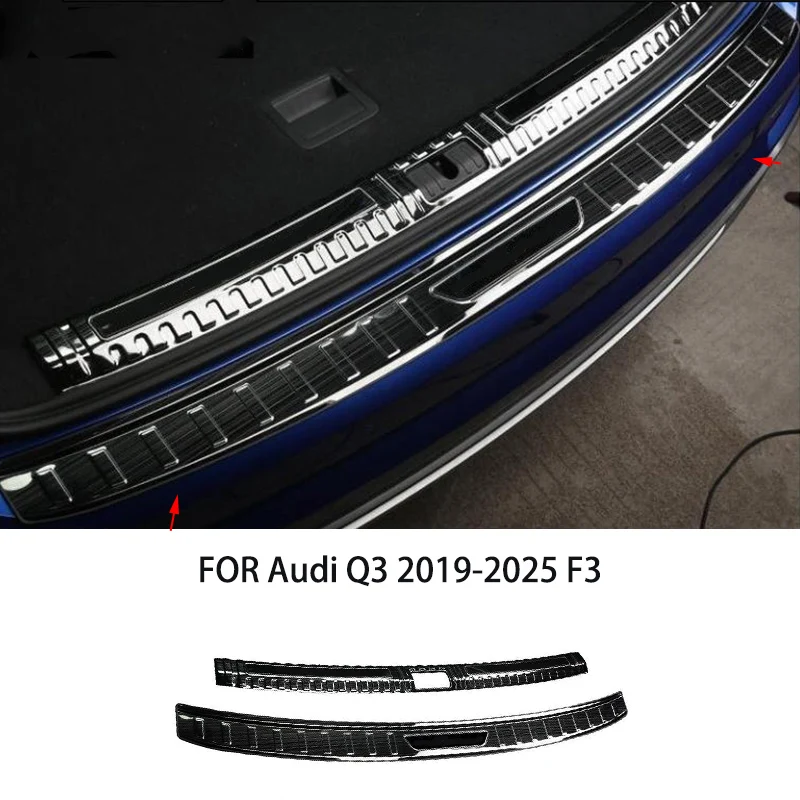 

FIT FOR Audi Q3 2019-2025 F3 Stainless steel black chrome Rear Trunk inside outside Bumper Protector cover sill guard Trim