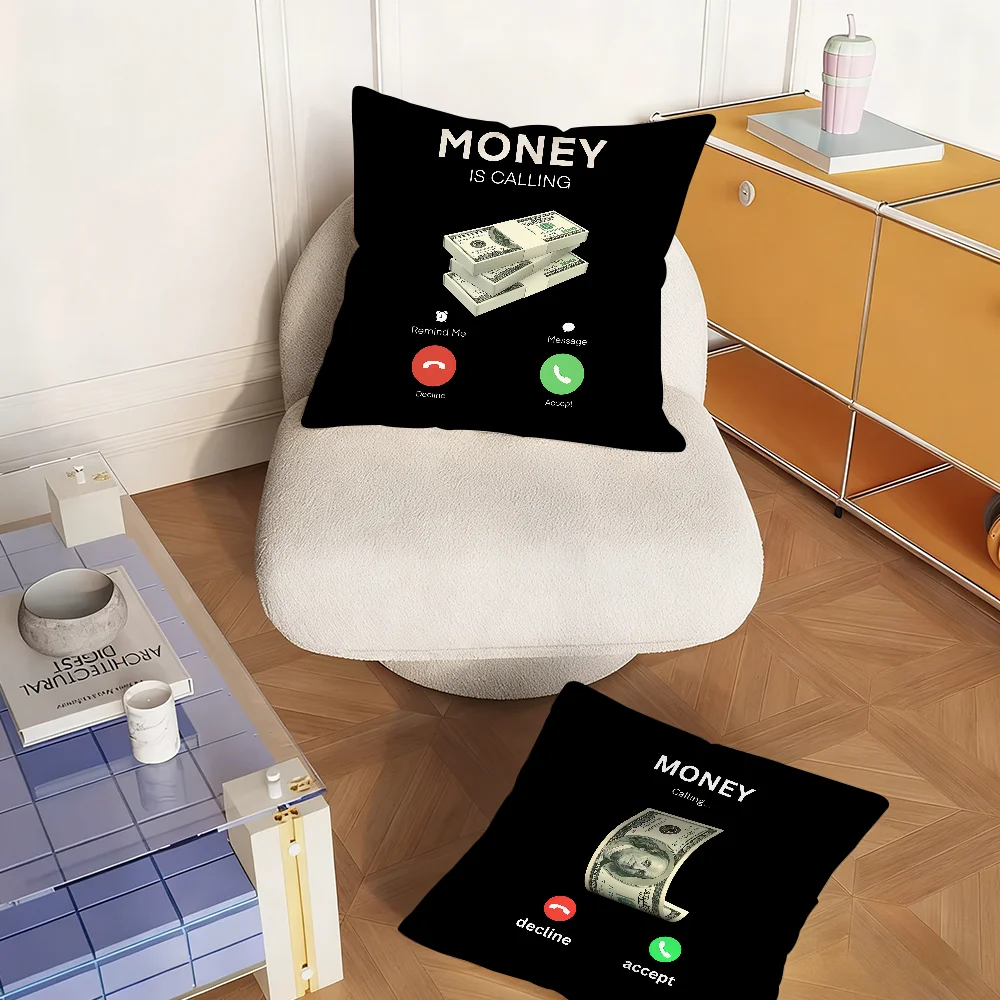 Money Is Calling Pillow Case Sofa Living Room Bedroom Headboard Backrest Square Cushion Nap Time