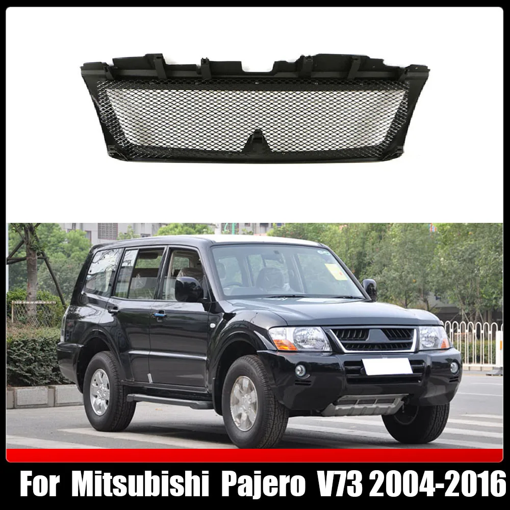 

Modified Bumper Grilles Front Grille Cover Car Racing Grills Mesh Mask With Letter Grill For Mitsubishi Pajero V73 2004-2016