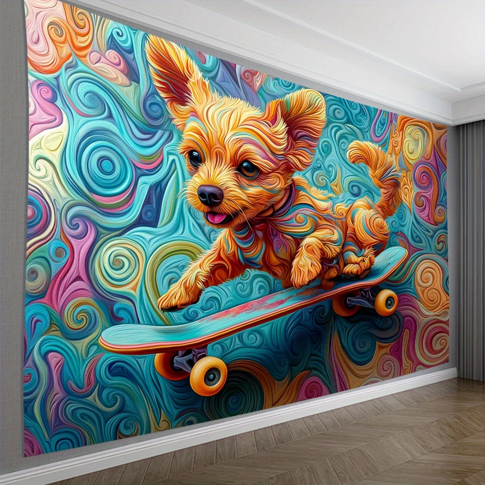 Creative Skateboarding Dog Digital printing polyester wall hanging tapestry decorative Living room bedrooms background gift