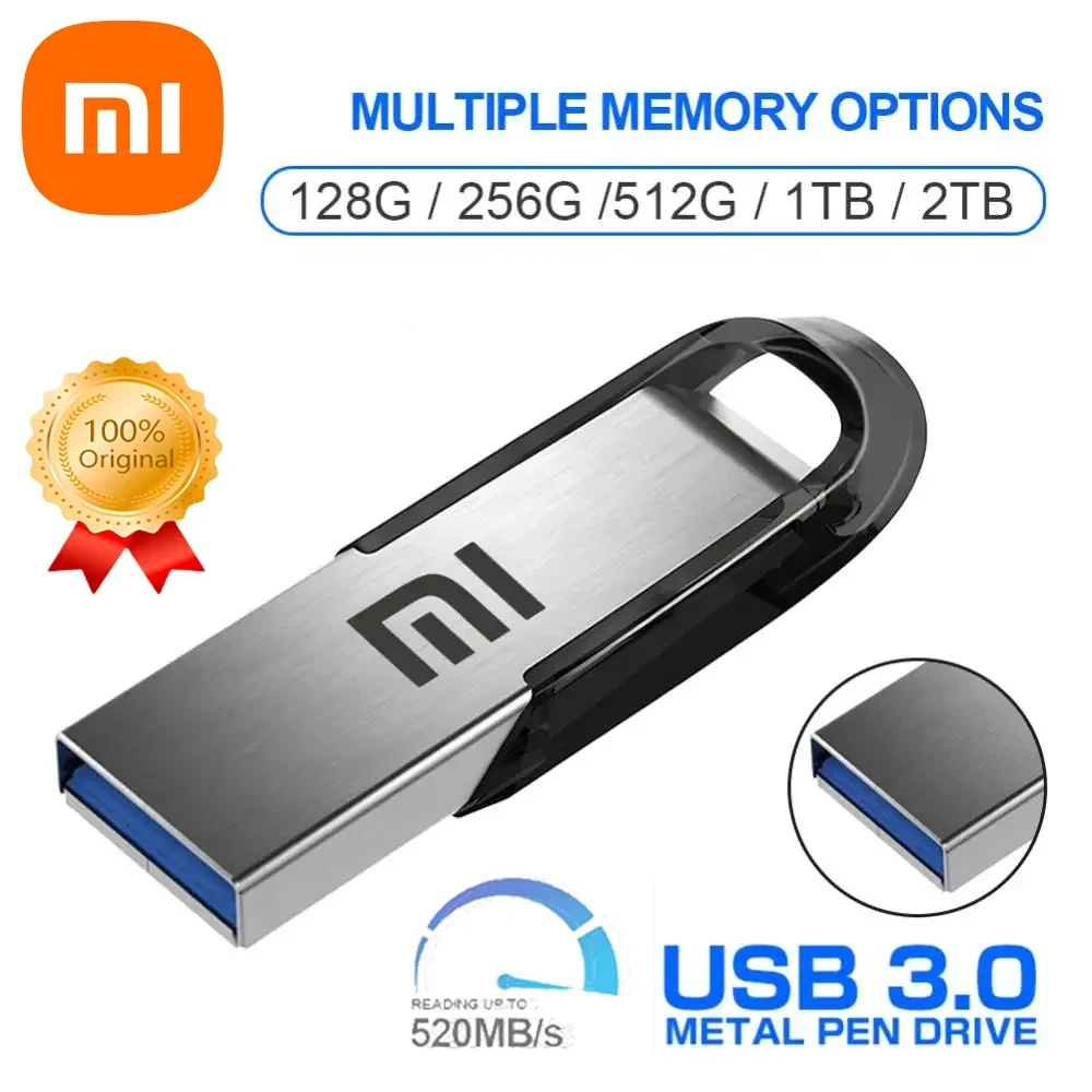 Xiaomi 2TB Metal USB 3.0 Flash Drive High Speed Pen Drive 1TB Portable Drive Waterproof Memory Usb Flash Disk TYPE-C Adapter New