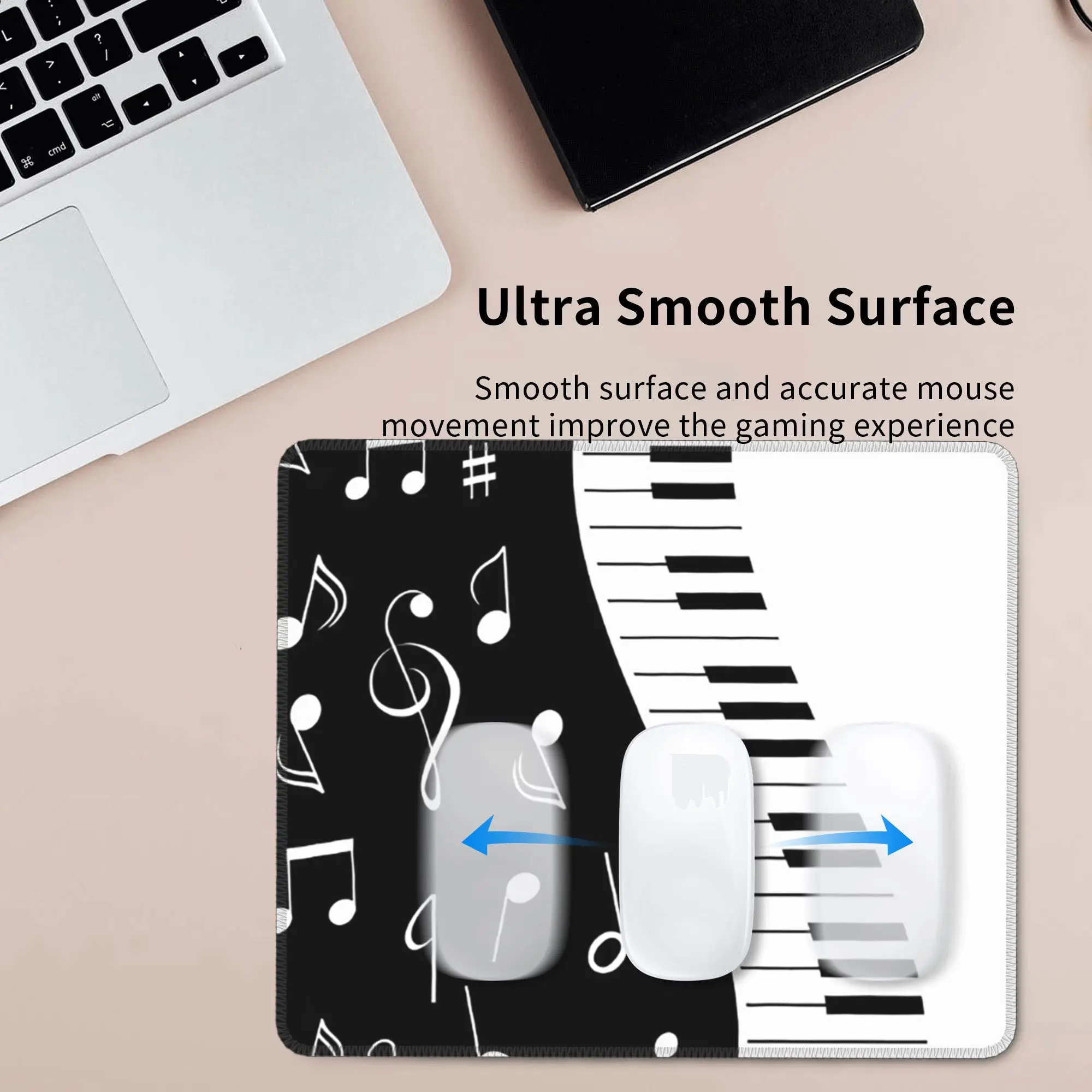 Abstract Piano Keys with Musical Notes Mouse Pad Computer Keyboard Mouse Mat Gamer Laptop Desk Mat Office Accessories Table Mats