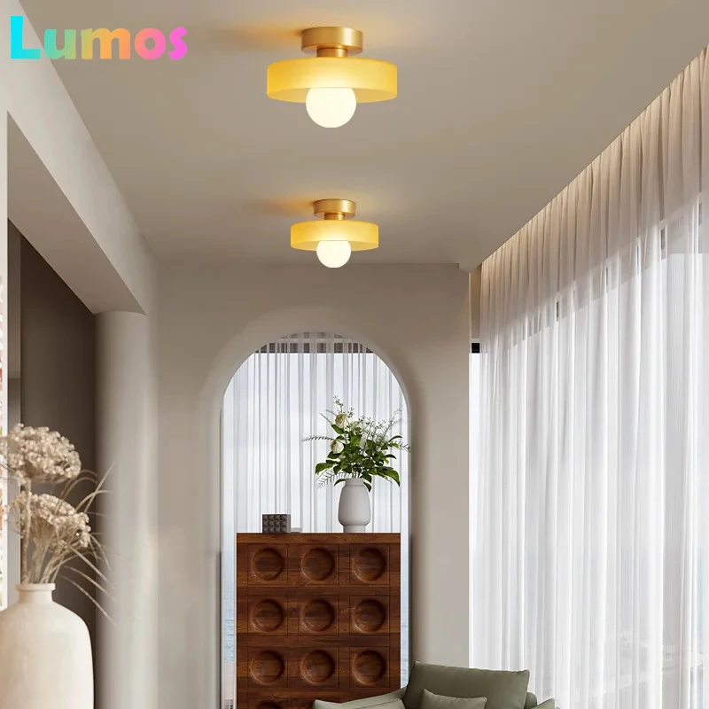 

PF Vintage Glass LED Light Indoor Decor Aisle Corridor Hallway Lighting For Living Dining Room Bedroom Modern Ceiling La