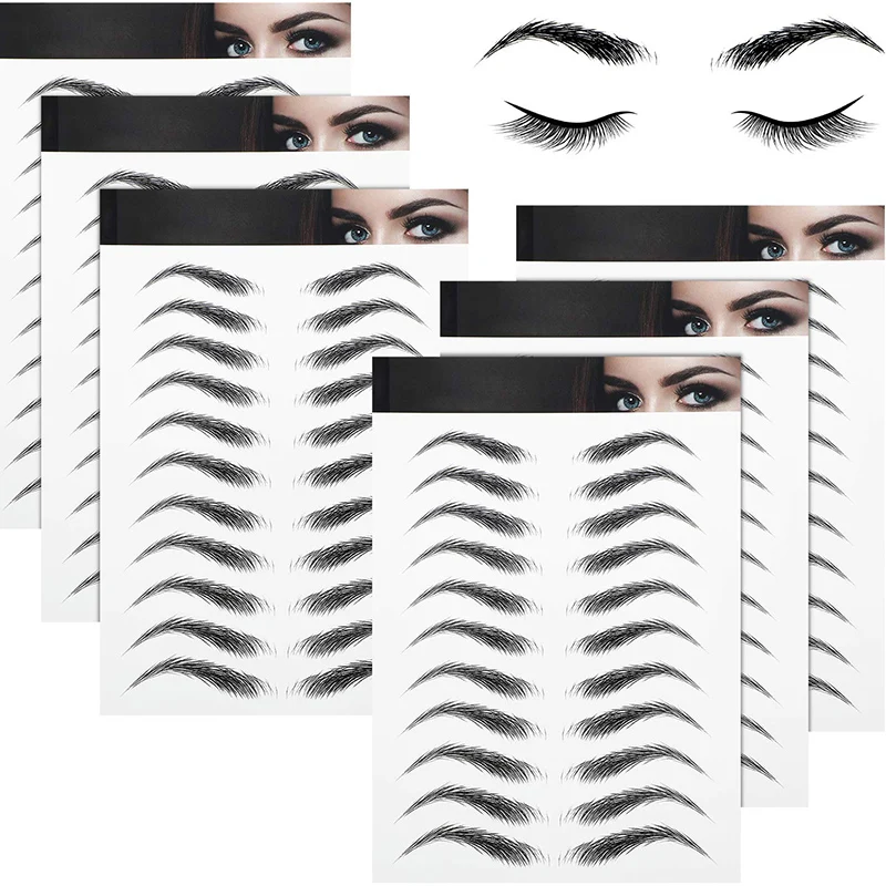 4D Eyebrows Sticker Hair-Like Authentic Eyebrows Tattoo Long Lasting False Eyebrows Makeup Sticker for Eyebrow Grooming Shaping